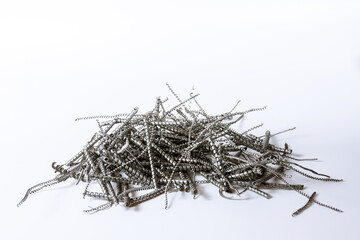 Pile of Metal Shavings isolated on white background.