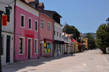 Fototapeta na wymiar Historic center of old town Cetinje - ancient capital of Montenegro