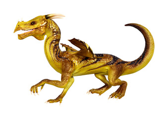 3D Rendering Fairy Tale Dragon on White