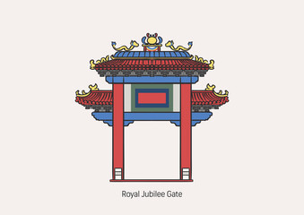 Royal Jubilee Gate on white background.