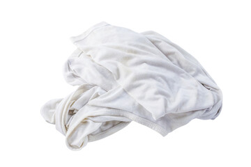 fabric dirty ragged isolated on white, cleaning rag dry, dirty cloth, kitchen rag