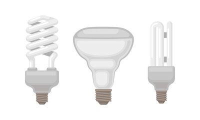 Incandescent Light Bulb or Incandescent Lamp Vector Set