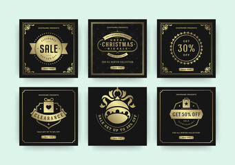 Christmas sale web banners for social media mobile apps.