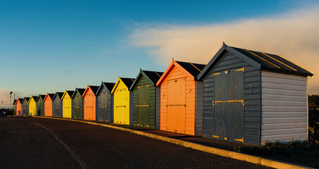 Fototapeta premium Beach sheds in Dawlish Warren in Devon in England in Europe