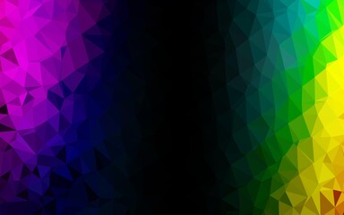 Dark Multicolor, Rainbow vector polygon abstract background.