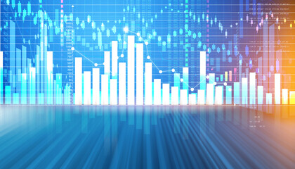 Stock market graph background. Digital illustration.