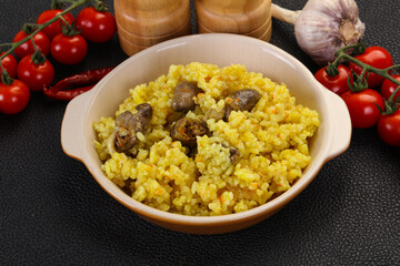 Rice with Chicken hearts