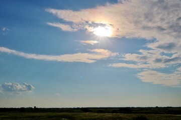 秋の河川敷　風景　夕方　渡良瀬