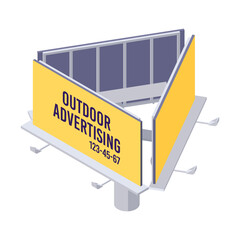 Isometric billboard with canvas for outdoor advertising.