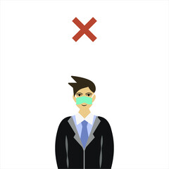 There’re three men showing how to wearing protective mask correctly. The first and the second are wrong the third is right way to avoiding air pollution or avoiding viruses or illness