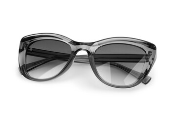 Stylish black sunglasses isolated on white background