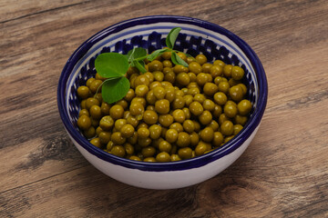 Canned Green peas in the bowl