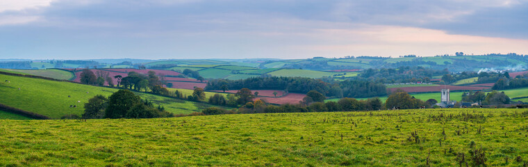 Fototapeta na wymiar Fields of Berry Pomeroy Village in Devon in England in Europe