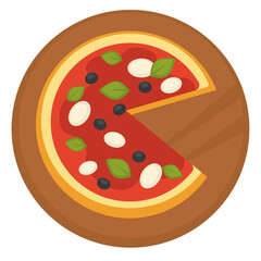 Italian cuisine pizza with tomato sauce and olives