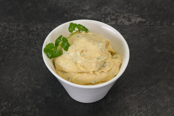 Hummus snack with olive oil