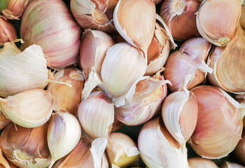 Lots of garlic. Background, texture. View from above