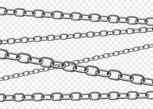 Metal chains or shackles isolated on a transparent background