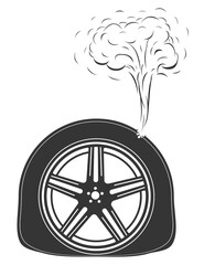 Tire puncture illustration