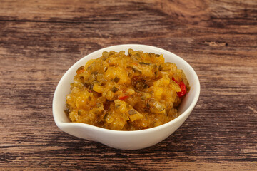 Relish sauce with cucumbers and mustard