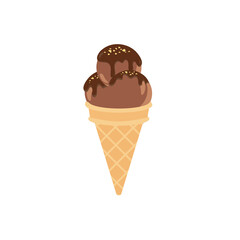 Ice cream cone waffle cartoon including various flavored ice cream and chocolate ice cream strawberry vanilla topper sundae strawberry chocolate sauce caramel sauce vector illustration