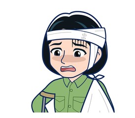 Young woman in green work clothes