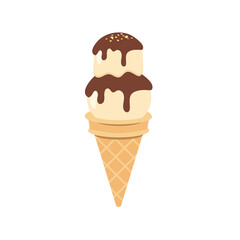 Ice cream cone waffle cartoon including various flavored ice cream and chocolate ice cream strawberry vanilla topper sundae strawberry chocolate sauce caramel sauce vector illustration