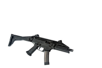 A sub-machine gun isolated on a white background