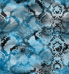 Tie-Dye Snake Pattern Detailed Texture Compatible Trendy Fashion Colors Minimal Stylish Design Perfect for Fabric Print and Wrapping Paper