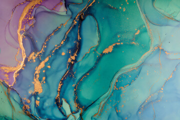Fluid Art . Abstract colorful background, wallpaper. Mixing acrylic paints. Modern art. Marble texture. Alcohol ink colors  translucent