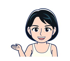 Young woman in green work clothes