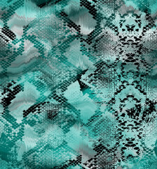 Tie-Dye Snake Pattern Detailed Texture Compatible Trendy Fashion Colors Minimal Stylish Design Perfect for Fabric Print and Wrapping Paper