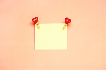 mock up love card on a vintage pink background, greeting blank - 386616769