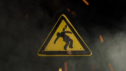 electrocution sign over a smoky background