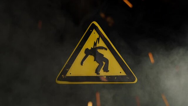 electrocution sign over a smoky background