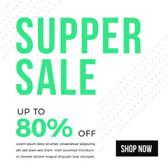 Sale banner template design. Super sale. Up to 80% off. Eps10 vector illustration.