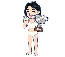 Young woman in green work clothes