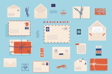 Christmas envelope with cute stamps