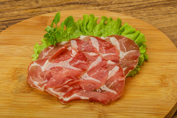 Smoked pork neck slices snack