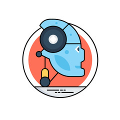 Naklejka premium Cogs revolving in human head with keyboard showing icon image of programming 