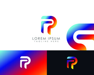 modern simple initial letter RP,PR,P And R colorful logo design