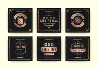 Christmas sale web banners for social media mobile apps.