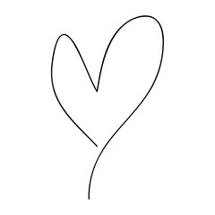 Black heart outline vector. Hand drawn love icon. Trendy heart isolated on white background. For love icon, greeting card and Valentine's day. Creative love art. Heart outline vector