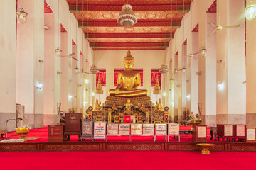 principle Buddha image of the first grade royal monastery, Wat Mahathat Yuwaratrangsarit, highest class of Rajavaramahavihara, Bangkok, Thailand - 386621335
