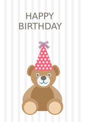 


A beautifully designed card with written birthday text and colorful hats depicting birthday greeting , happy birthday 
