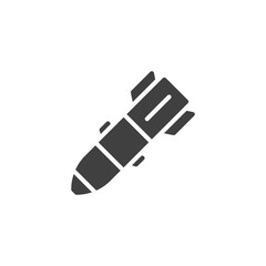 Aviation bomb vector icon. filled flat sign for mobile concept and web design. Nuclear air bomb glyph icon. Symbol, logo illustration. Vector graphics