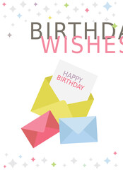 


A beautifully designed card with written birthday text and colorful hats depicting birthday greeting , happy birthday 
