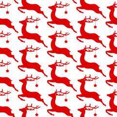 Endlosmuster Fliegendes Rentier Mit Stern Rot Und Weiß