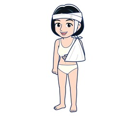 Young woman in green work clothes