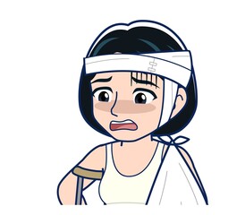 Young woman in green work clothes