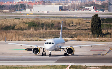 passenger plane lands at airport